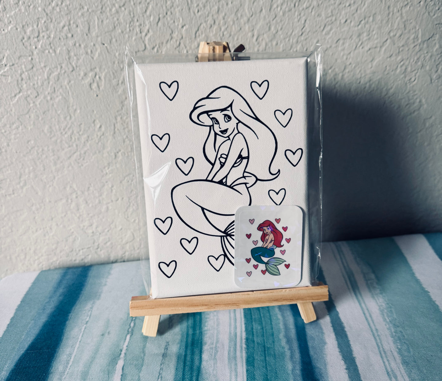 Pre-printed mermaid paint canvas 5x7