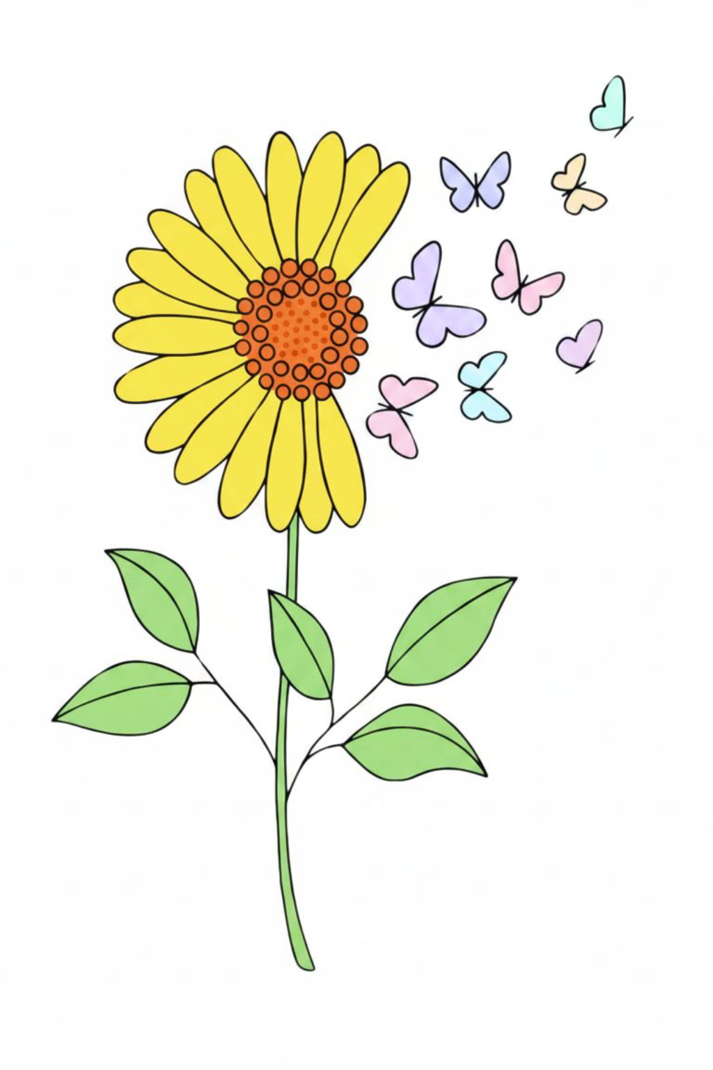 Paint kit flower and butterflies 8x10