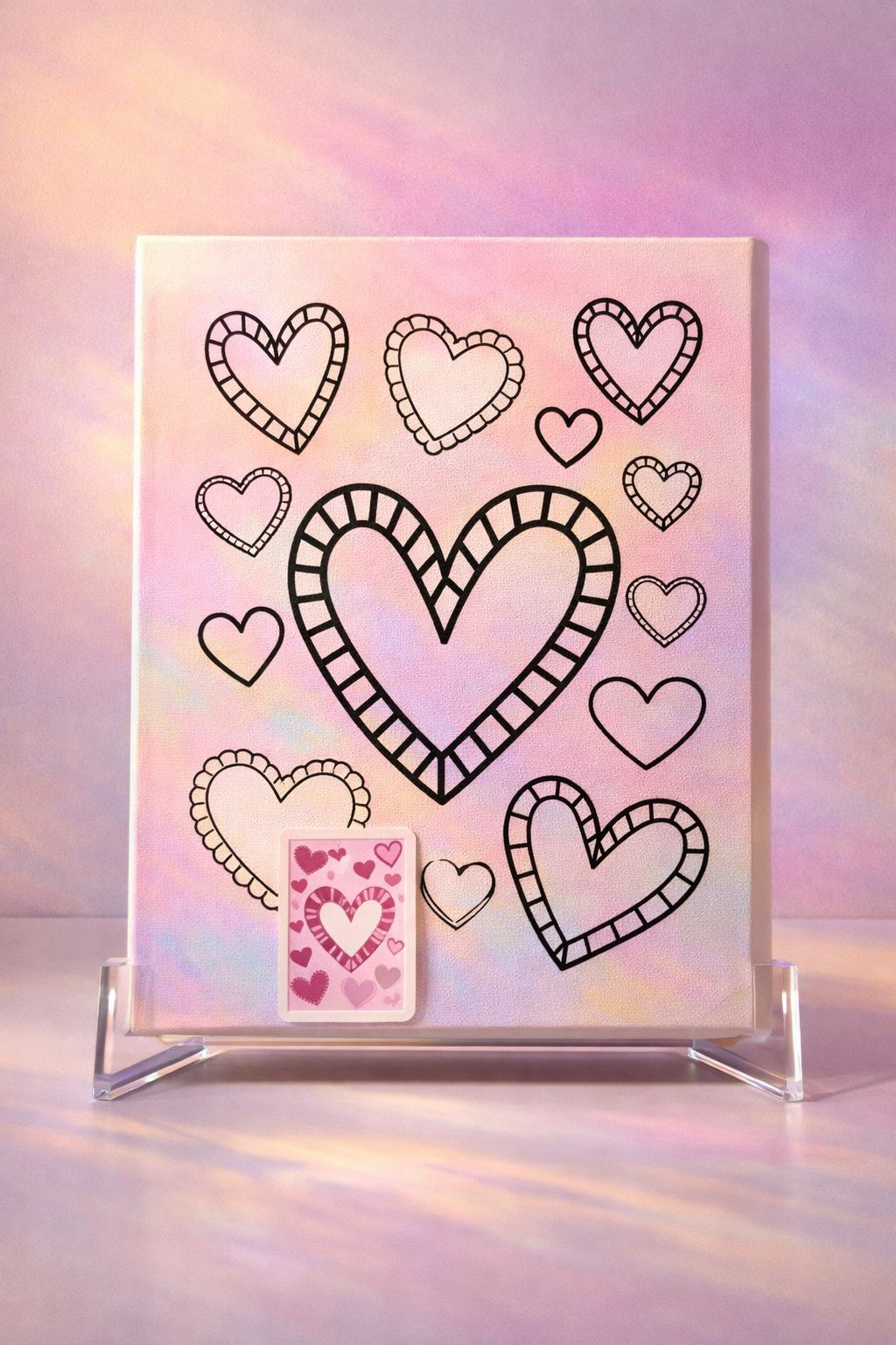 Heart pre-printed paint canvas 5x7