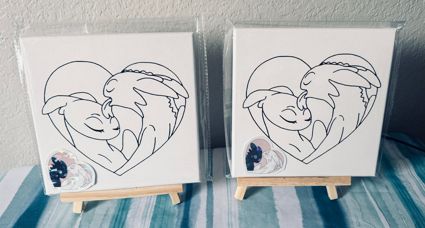 Dragons pre printed paint canvas 8x8
