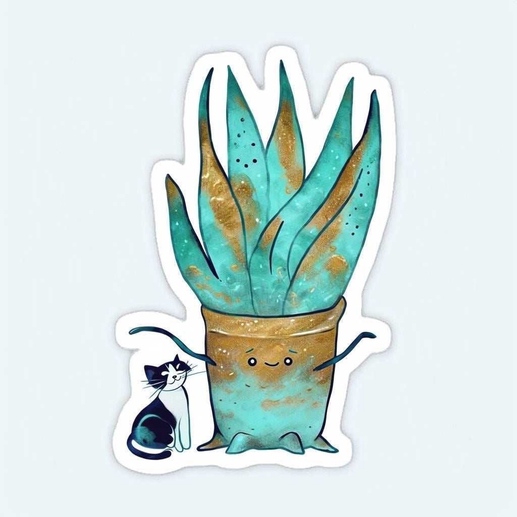 Plant & cat sticker