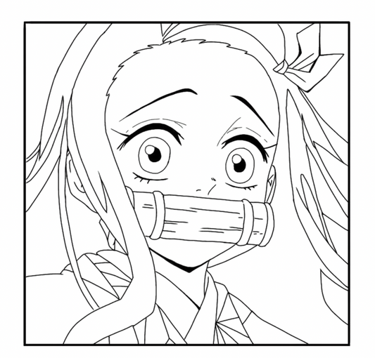 Nezuko pre printed paint canvas 8x8