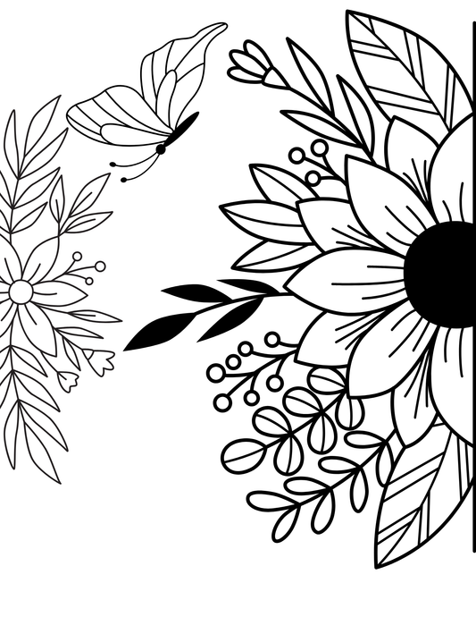 Flowers&Butterfly pre printed Canvas8x10