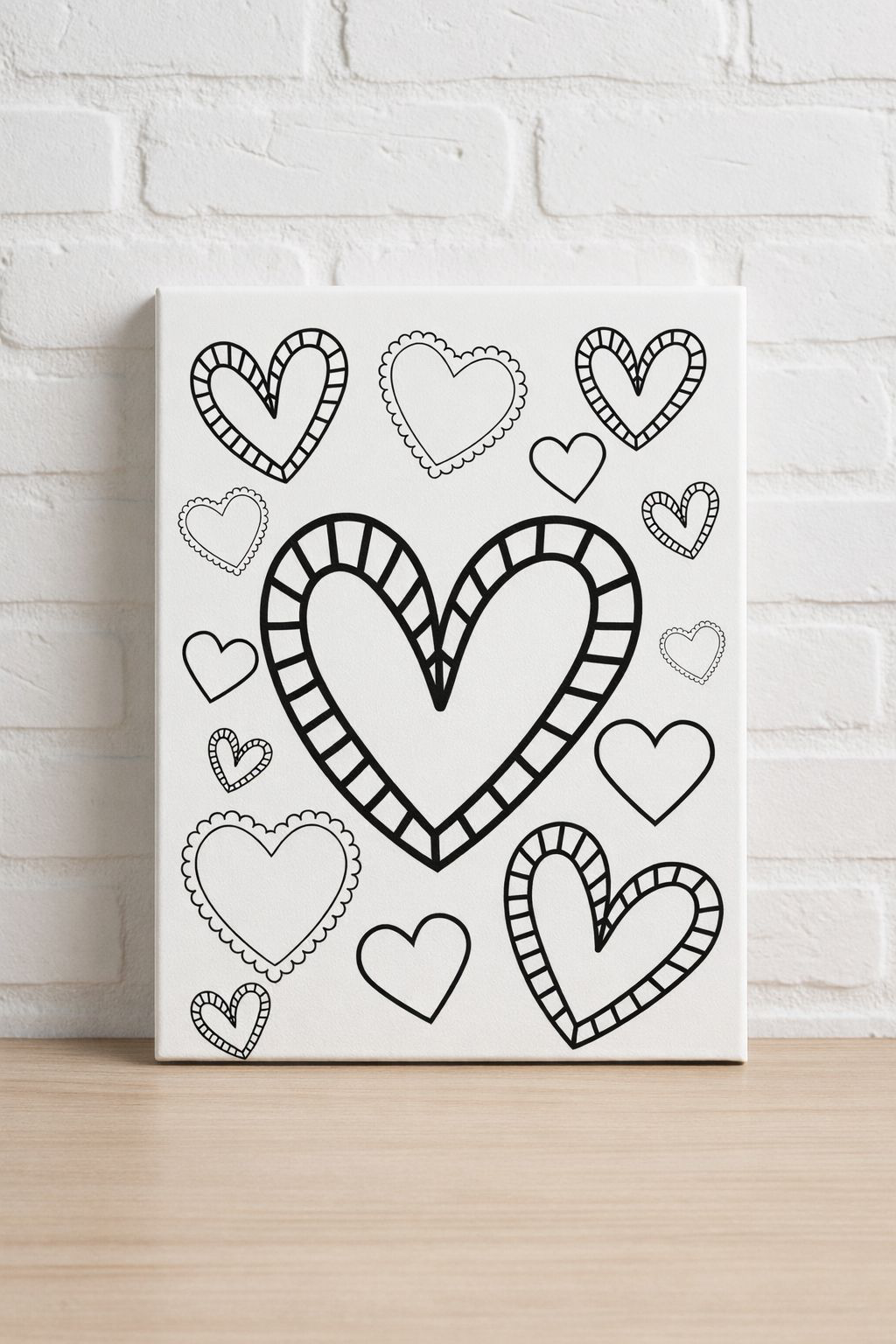 Heart pre-printed paint canvas 5x7