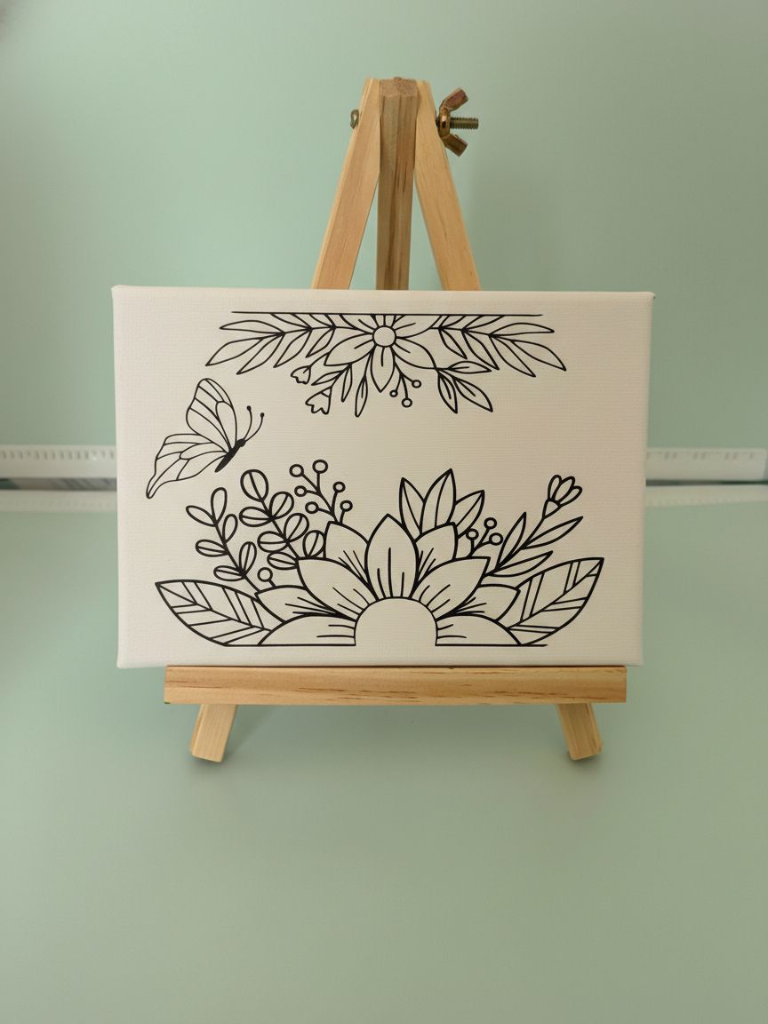 Flowers&Butterfly pre printed Canvas8x10